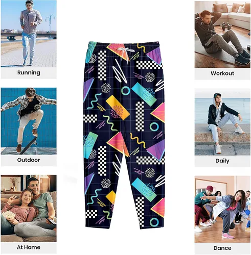 Miniatura 6 de Pantalones deportivos de moda estilo de los años 80 para hombre, pantalones deportivos divertidos para hombre, pantalones deportivos casuales