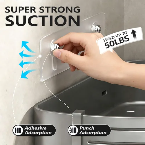 Miniatura 5 de Organizador de esquina para ducha, paquete de 2 estantes adhesivos con ganchos para toalleros, sin perforaciones, impermeable, a prueba de óxido