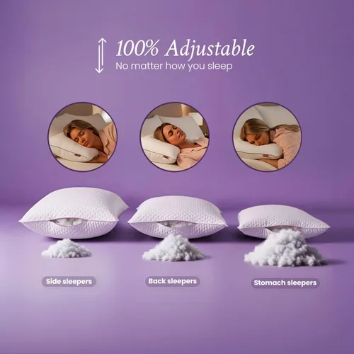 Miniatura 4 de IWS I WANNA SLEEP Oslo Hotel Collection - Juego de 2 almohadas de cama tamaño estándar/Queen, almohada original de plumón alternativo, almohada