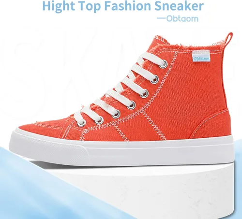 Miniatura 29 de Obtaom Zapatos de lona de alta calidad para mujer/hombre para jugar a media pantorrilla, zapatillas de deporte de moda casuales con cordones de alta