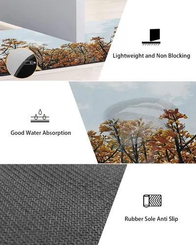 Miniatura 2 de Tapete de baño para bañera y hojas de flores de otoño, antideslizante, de secado rápido y absorbente, de tierra de diatomeas, fregadero, cocina