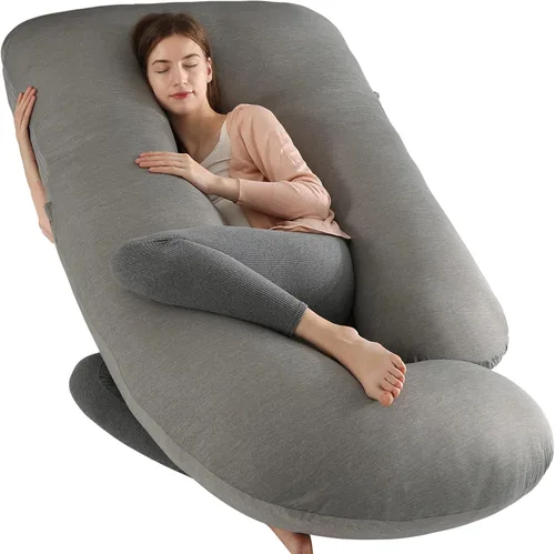 Miniatura 21 de Elover Almohada de embarazo imprescindible para el embarazo, almohada de apoyo de maternidad de cuerpo completo para mujeres embarazadas con funda