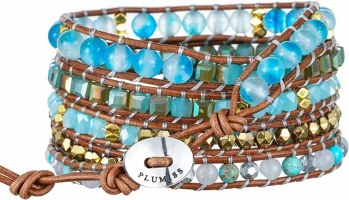 Miniatura 3 de Plumiss Women Boho Handmade Natural Stone Crystal Leather Bead Wrap Bracelets Collection