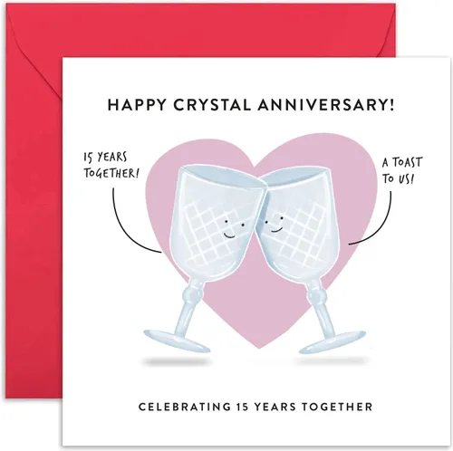 Old English Co. Tarjeta de aniversario de boda para marido y esposa, bonita tarjeta de felicitación de aniversario de cristal divertida, humor de