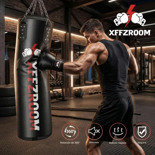 Miniatura 7 de Punching Bag for Adults, 4ft PU Leather 6 in 1 Heavy Boxing Bag Set, Punching Bag with 12oz Boxing Gloves, Hand Wraps, Hanging Bag for MMA Karate
