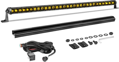 Miniatura 14 de Barra de luz LED de 30 pulgadas de fila única de 168 W, kit de luz LED delgado con arnés de cableado, cubierta negra, combo de haz puntual y amplio