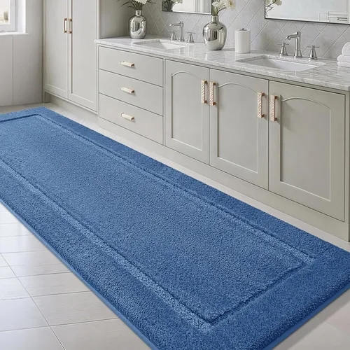 Miniatura 21 de Juego de alfombras de baño de 3 piezas de color blanco hueso, ultra suave, gruesa, esponjosa, microfibra absorbente, parte trasera antideslizante