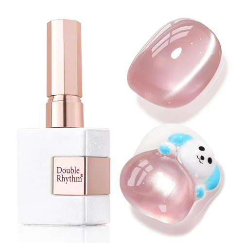 Miniatura 50 de Double Rhythm Esmalte de gel Jelly Glass de ojo de gato con imán, 0.5 onzas líquidas, brillo holográfico, brillante, translúcido
