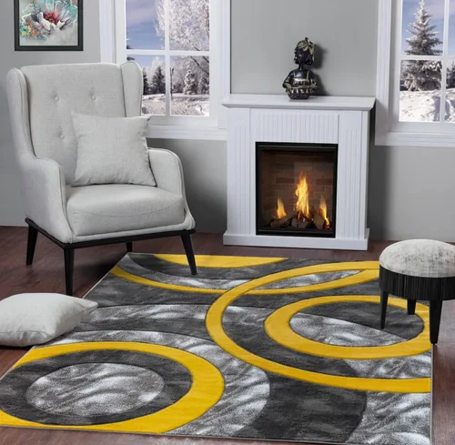 Miniatura 9 de GLORY RUGS Alfombra de área 2x3 marrón, tapete para puerta, círculos modernos, suave, alfombra de piso contemporánea con textura esponjosa