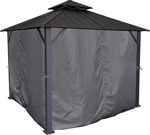 Miniatura 4 de APEX GARDEN Juego universal de cortinas de privacidad de 3 lados para toldo/abrigo solar/gazebo de 10' x 12' (gris oscuro (solo 3 lados))