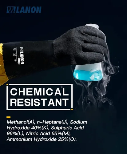 Miniatura 2 de LANON Guantes de nitrilo resistentes a productos químicos, guantes de goma reutilizables de alta resistencia con palma texturizada de microespuma