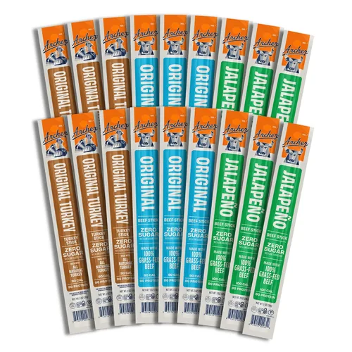 Miniatura 2 de Country Archer Palitos de carne seca de res – Alimentados con pasto envueltos individualmente, palitos de carne a granel, paquetes de bocadillos