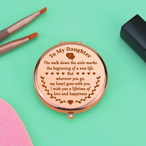 Miniatura 5 de Regalos para hija de mamá, papá, regalos de cumpleaños para hija, espejo compacto para regalo de graduación de hijastra para ella, regalo
