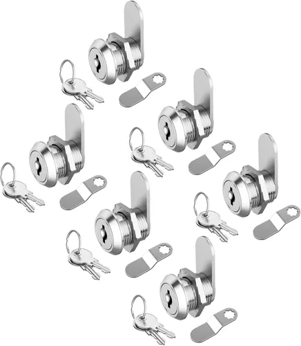 Jayseon Juego de 6 cerraduras de gabinete con llave, cerraduras de leva para RV de 5/8" con llave similar, cerradura de buzón de reemplazo para