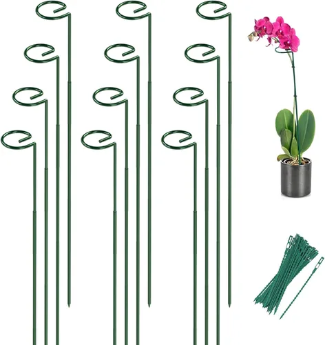 Miniatura 9 de Joyhalo Paquete de 12 estacas para plantas, estacas de soporte para plantas de 16 pulgadas, soporte de palos para plantas con 24 lazos giratorios