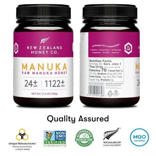 Miniatura 3 de New Zealand Honey Co. Miel de manuka cruda UMF 24+ / MGO 1122+ Certificado UMF 17.6oz Miel cruda pura