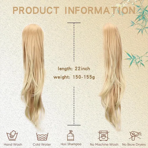 Miniatura 8 de Extensión de cola de caballo de cabello lacio, mezcla de extensiones de cola de caballo con cordón, rubias para mujer, múltiples capas, sintético