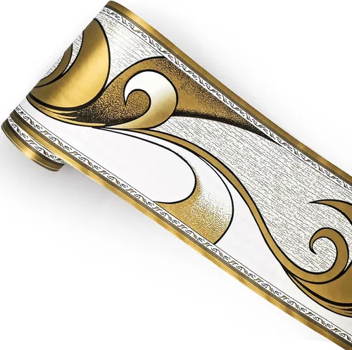 Papel tapiz autoadhesivo para despegar y pegar, diseño moderno abstracto dorado/marrón/blanco extraíble para pared, bordes decorativos para techo,