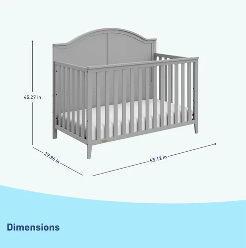 Miniatura 7 de Graco Wilfred - Cuna convertible 5 en 1 (gris pajarita) – Certificado GREENGUARD Gold, se convierte en cama para niños pequeños y cama