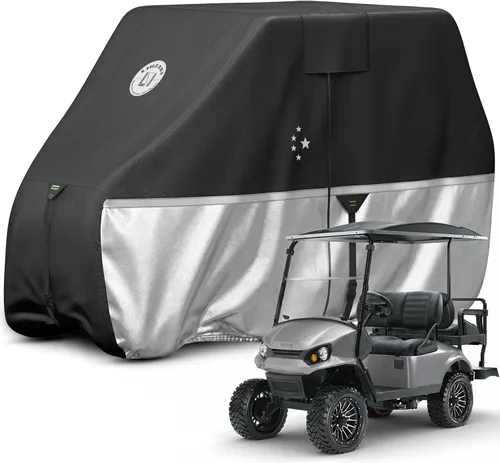 Miniatura 11 de Funda para carrito de golf para 2 pasajeros EZGO, Club Car, Yamaha, 420D, impermeable, resistente al viento, resistente al sol, para exteriores