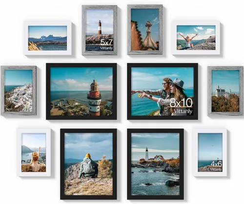 Miniatura 65 de Vittanly Paquete de 7 Marcos de Fotos, Marcos de Fotos Collage Decoración de Pared para Pared o Mesa, Múltiples Tamaños con 1 Pieza de 11x14