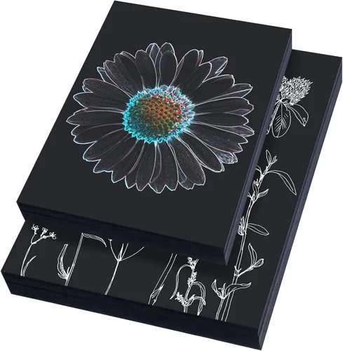 Miniatura 7 de Crtiin 100 hojas de papel de dibujo negro pesado 150 GSM, 100 libras, papel de dibujo para lápices de colores, pastel al óleo, carbón, bolígrafo