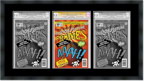 Miniatura 119 de Marco negro para cómics graduados Marco completo de cómics con paspartú de conservación negro y acrílico de grado UV Hecho para exhibir (6)