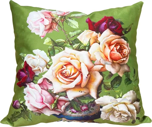 Miniatura 36 de Funda de cojín floral ligera de lujo, 18 x 18 pulgadas, pintura al óleo retro victoriana de doble cara, fondo negro, flor vibrante, funda de cojín