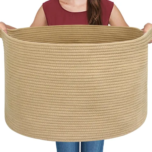 Miniatura 29 de MEGASKET Cesta grande de manta negra, 22 x 22 x 14 pulgadas, contenedor de cuerda tejida para almacenamiento, caja de almacenamiento de juguetes