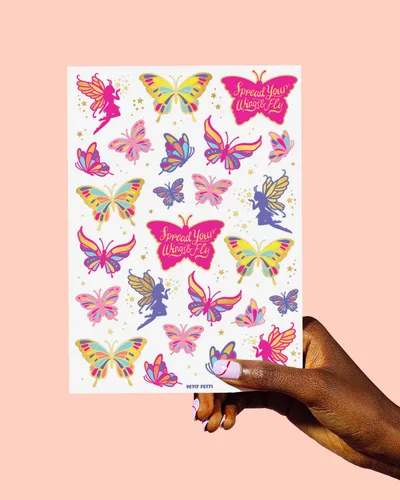 Miniatura 6 de xo, Fetti Tatuajes de mariposa - 34 estilos de aluminio Suministros para fiesta de cumpleaños, recuerdos de fiesta de mariposas, decoración