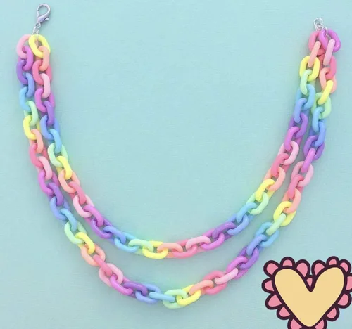 Miniatura 3 de Statement Cute Chunky Colorful Acrylic Link Chain Layer Necklaces Lovely Thick Link Acrylic Rainbow Color Chain Collar Dainty Layered Chain Choker