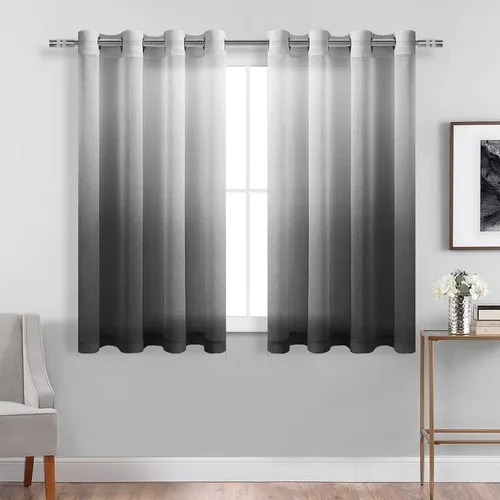 Miniatura 32 de DWCN Cortinas Transparentes Ombré - Cortinas de Lino Sintético con Gradiente Semi Voile con Ojales en la Parte Superior para Dormitorio y Sala