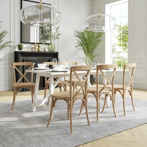 Miniatura 6 de Flash Furniture Advantage Natural - Silla con respaldo en X de grano blanco