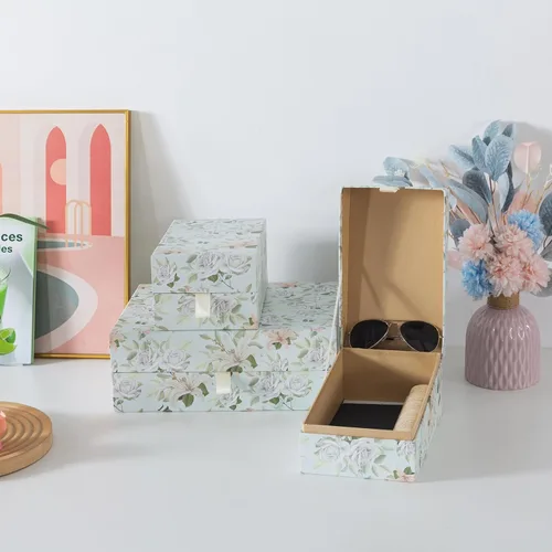 Miniatura 5 de Soul & Lane Cajas decorativas florales pastel con tapas con bisagras y tirador de cinta apagada, pétalos pastel, juego de 3