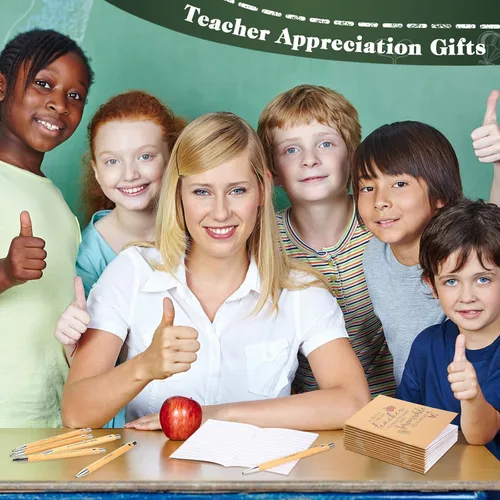 Miniatura 5 de Kosiz 60 piezas de regalos de agradecimiento para profesores de graduación a granel, cuadernos de papel kraft inspiradores de bambú, mini diario