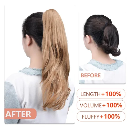 Miniatura 138 de Extensiones de cola de caballo de cabello rubio, extensiones de cola de caballo para mujer, pinza de extensiones de cabello rizado de 12 pulgadas
