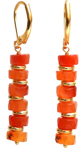 Miniatura 10 de Pendientes colgantes de cuentas naturales ligeros hechos a mano con cristales de joyería hipoalergénica sin manchas chapados en oro, joyería