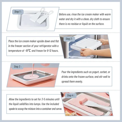 Miniatura 5 de Máquina para Hacer Helados Enrollados Máquina de Helado Instantáneo con 2 Espátulas Placa de Yogur Congelado Casero DIY Bandeja Instantánea