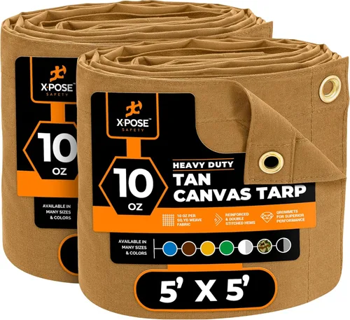 Miniatura 42 de Xpose Safety Lona de Lona - Lonas de Lona Verde de 10oz Resistentes al Agua con Ojales de Latón - Lona Multiusos para Exteriores para Campamento