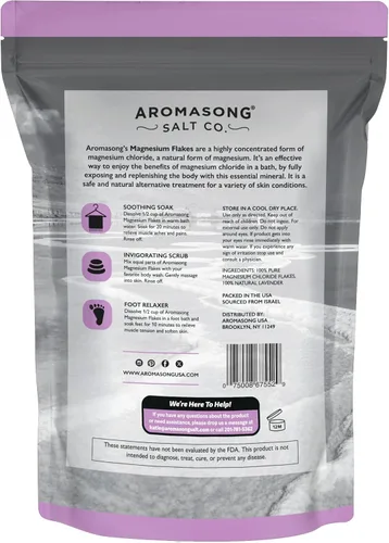 Miniatura 13 de Aromasong Copos de magnesio del mar muerto, paquete resellable de 12 libras con copos de magnesio de 3 libras con lavanda 100% natural