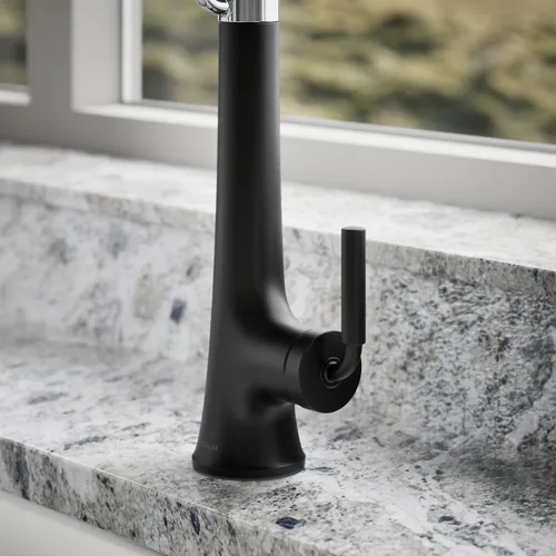 Miniatura 5 de KOHLER 23765-CBL Tone Grifo de Cocina Semiprofesional, Negro Mate/Cromo Pulido Cromo pulido con negro mate
