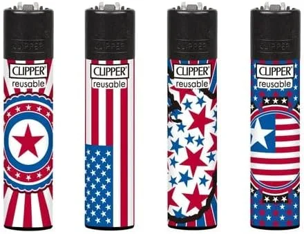 Miniatura 2 de Clipper Encendedores National Stars (4 unidades) Rojo, Blanco, Azul