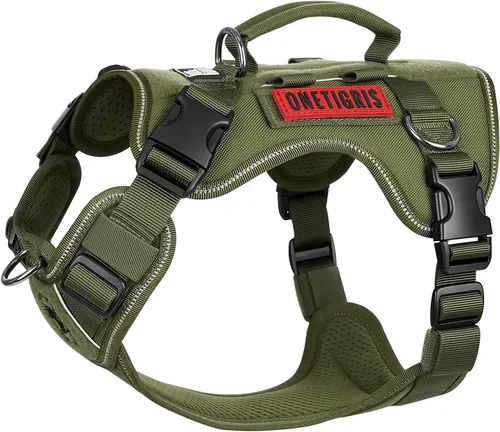Miniatura 12 de OneTigris Arnés táctico sin tirones para perros pequeños, chaleco reflectante K9 de fácil control con paneles de gancho y bucle, arnés ajustable