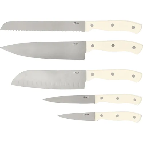Miniatura 2 de Oster Evansville - Juego de cuchillos de cocina de 14 piezas, acero inoxidable con asas blancas de lino - Cuchillos para cocina Lino Blanco