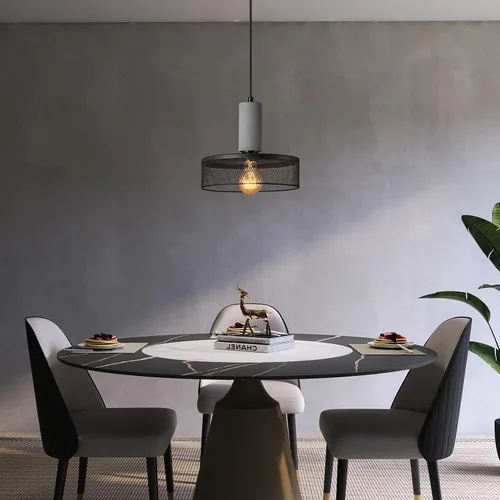Miniatura 6 de Lámpara colgante con hormigón y metal negro lineal moderno industrial colgante de cemento colgante iluminación isla de cocina para dormitorio