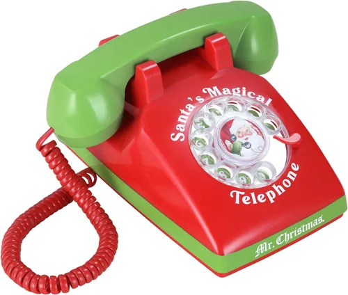Miniatura 10 de Mr. Christmas Teléfono mágico de Santa - Teléfono de Santa para niños, llamadas interactivas de Navidad, conversaciones reales, vintage seguro