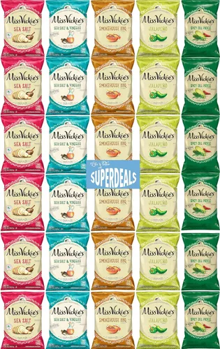 Papas Fritas Cocidas en Caldero de Miss Vickie's Paquete de Valor Empaquetado por SUPERDEALS | Bolsa de 1.375 Oz | Paquete de Variedad Supremo de 5