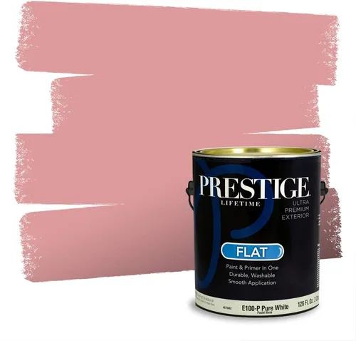 Miniatura 85 de Prestige Paints Pintura exterior e imprimación en uno, 1 galón, plano, coincidencia comparable de Valspar* Amber Rose*