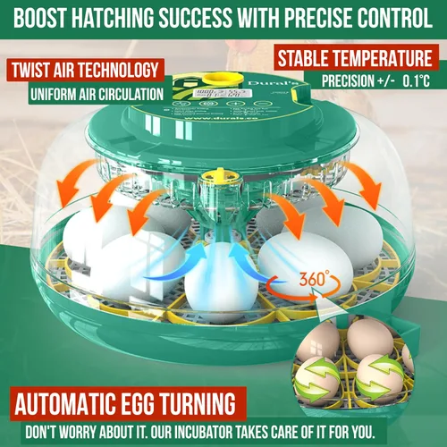 Miniatura 3 de Dural's DX5® Incubadora profesional de 18 huevos con giro automático y control de humedad Incubadora de huevos certificada por la FCC
