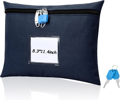 Miniatura 10 de Bolsa de dinero con cerradura y 2 llaves, bolsa de dinero para efectivo con cerradura de 11.4 x 8.3 pulgadas, bolsa de depósito bancario de dinero